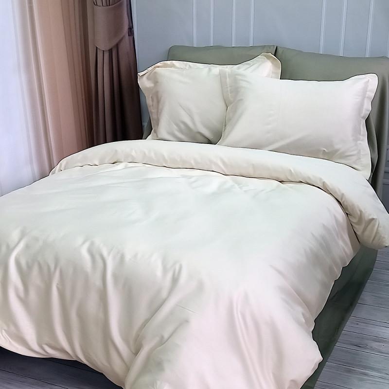 Постельное белье Meriset Дуэт Premium сатин двуспальное Milk champagne/Olive (550344-2)