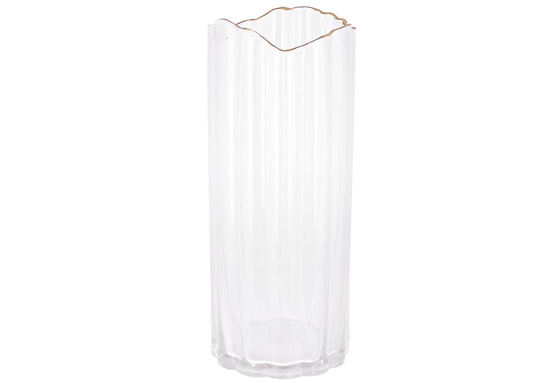 Ваза BonaDi Гетсбі прозора з золотом 30 см (527-778)