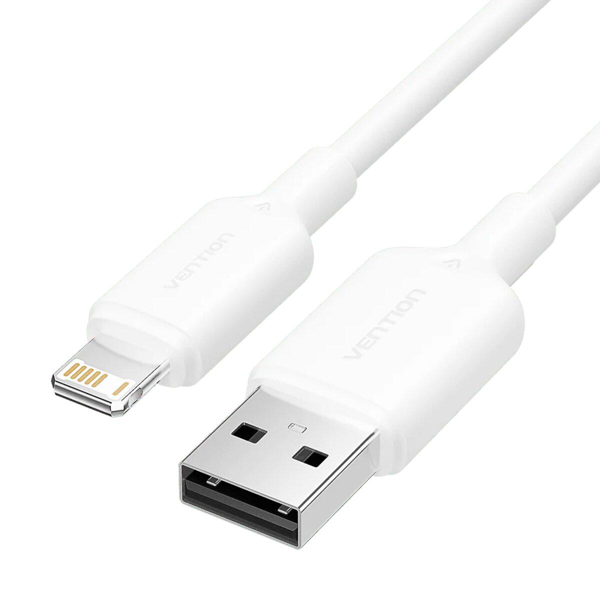 Кабель Vention USB 2.0 TypeA Male to Lightning Male PVC Type 2.4A 2 м White (LAMWH)