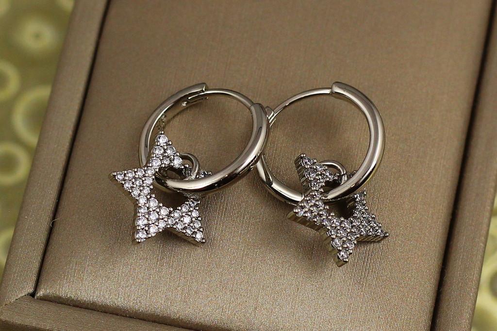 Сережки Xuping Jewelry зірки з камінням 2 см Сріблястий (1977366503)