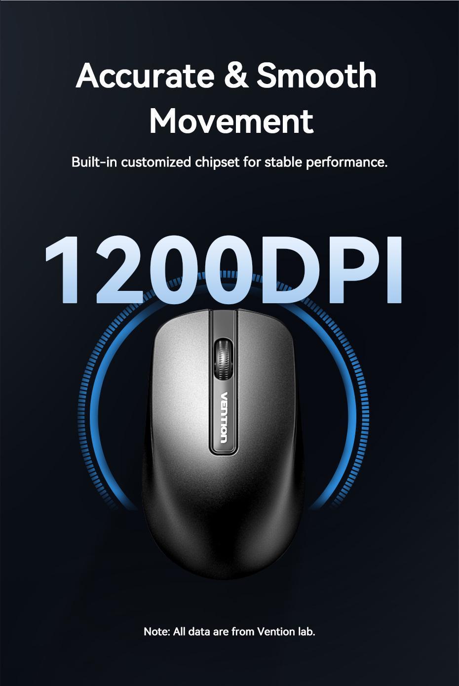 Миша комп'ютерна Vention 2.4G 1200DPI бездротова 3 кнопки USB-A Чорний (KTBB0) - фото 9 Миша комп'ютерна Vention 2.4G 1200DPI бездротова 3 кнопки USB-A Чорний (KTBB0) - фото 9