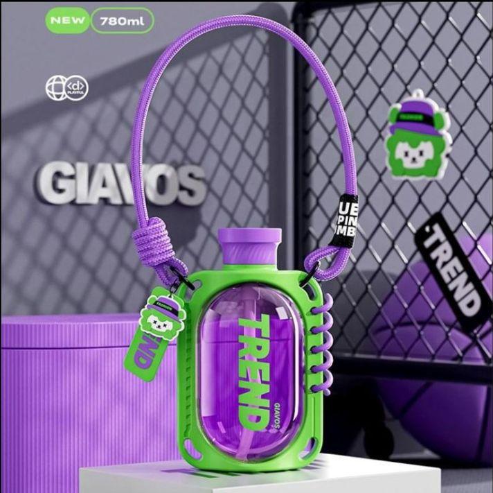 Пляшка для води герметична з антислизьким покриттям та ремінцем 780 мл Зелений (2692638161) - фото 4