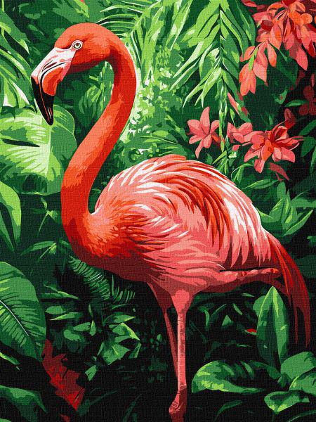 Картина за номерами Ideyka Фламінго в тропіках 30x40 см (Id-KHO6779)