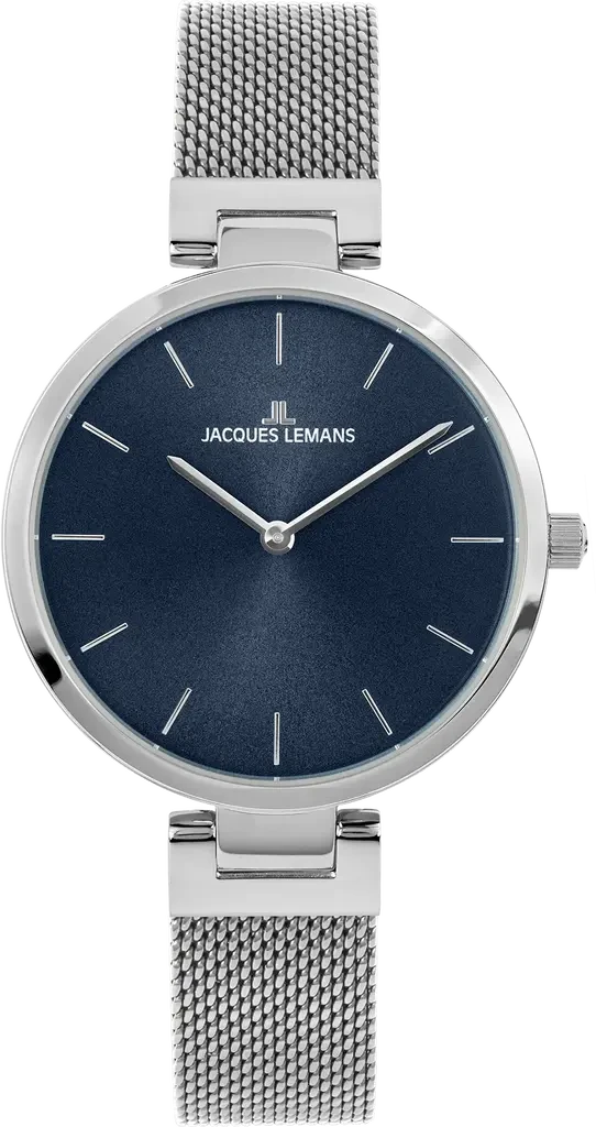 Наручные часы женские Jacques Lemans Elegance 1-2110C со стальным корпусом WR 50 м и синим циферблатом