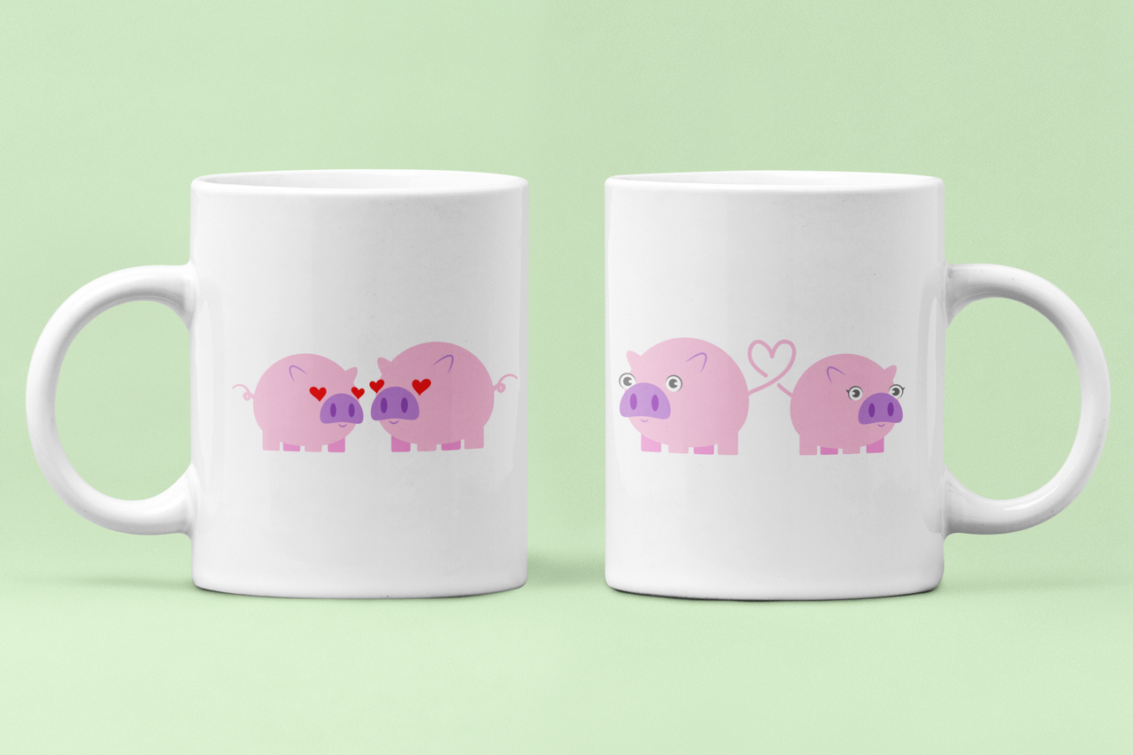 Чашки парные Свинки для влюбленных 330 мл Белый (ВЛ198Ч)