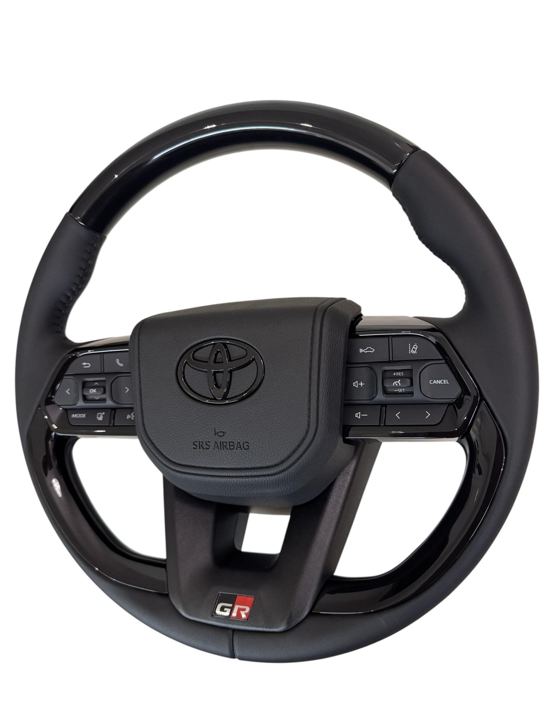 Руль для Toyota Land Cruiser 200/Prado 150 GR в сборе лакальный лакальный в стиле LC300 логотип черный глянец (29621045) - фото 4