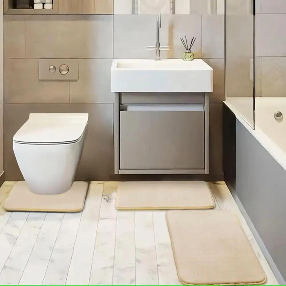 Набір килимків для ванної та туалету Decor Comfort з ефектом пам'яті 3 шт. Бежевий (8802329) - фото 3