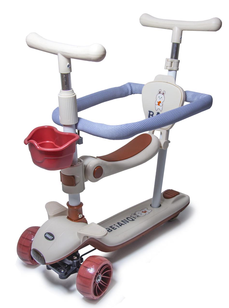 Самокат для малюків 5в1 з бортиком підсвічуванням та музикою Білий Самокат для малюків 5в1 з бортиком підсвічуванням та музикою Білий