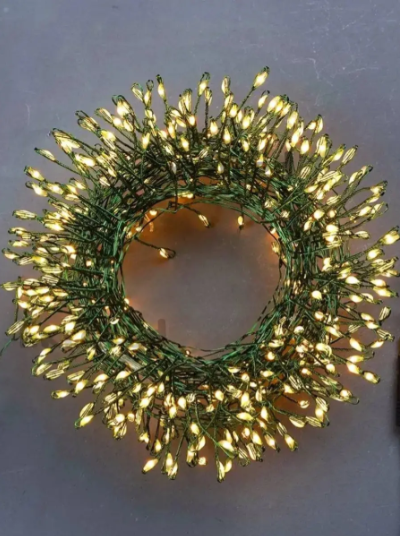 Гірлянда феєрверк-мішура хвойна лапа USB/мережа 1500 LED 50 м зелений дріт Теплий білий (Mishura -50)