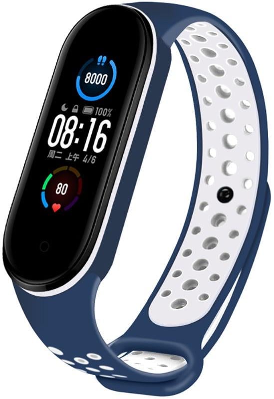 Ремінець UWatch Replacement Sports Strap for Mi Band 5/6/7 Blue/White - фото 2