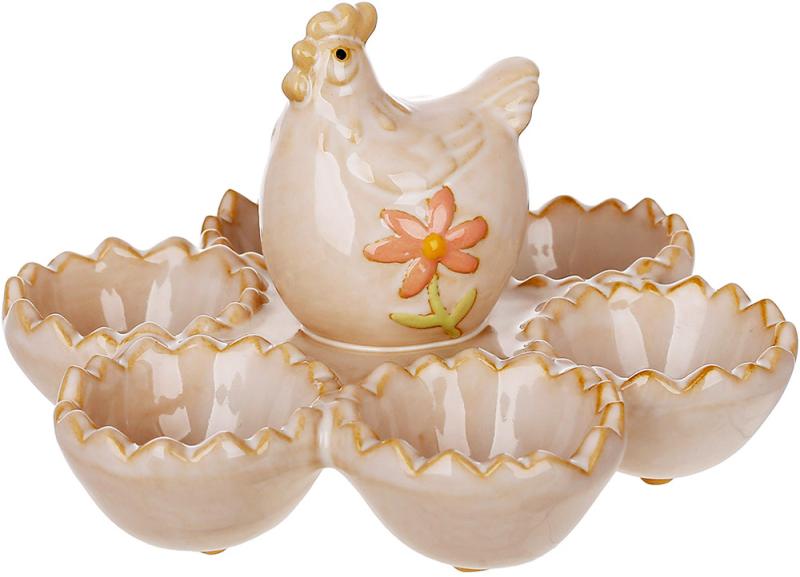 Подставка керамическая для 6 яиц Курочка 15 см