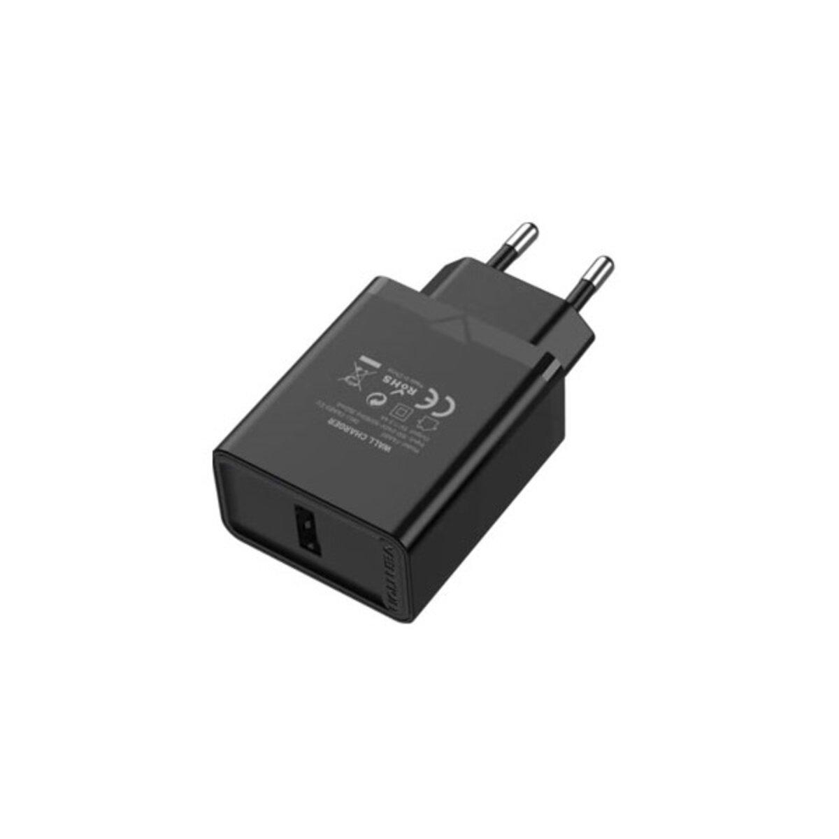 Мережевий зарядний пристрій Vention 1-port USB Wall Charger 12 Вт EU-Plug Black (FAAB0-EU) - фото 2