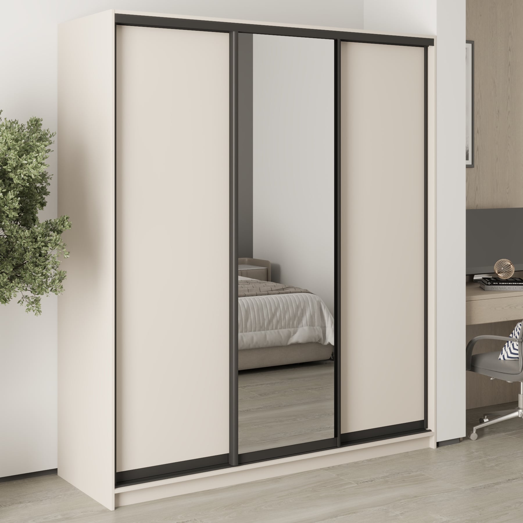 Шкаф-купе трехдверный Mebel Star Комбо BG MBS-9108 180х45х210 см Кашемир (1009097)
