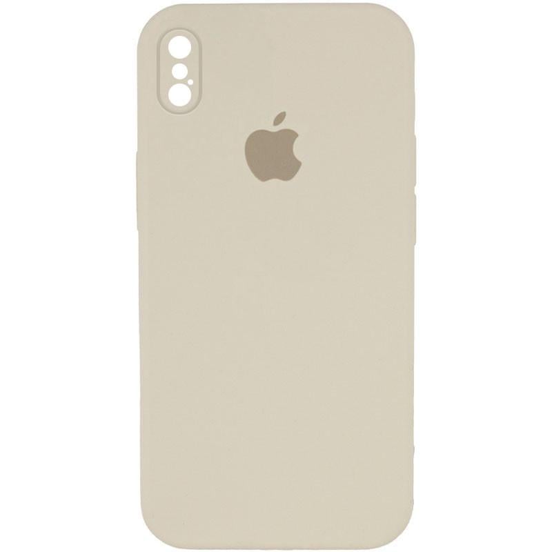 Противоударный чехол Silicone Case Square Full Camera Protective (AA) для Apple iPhone XS Max (6.5") Бежевый / Antigue White