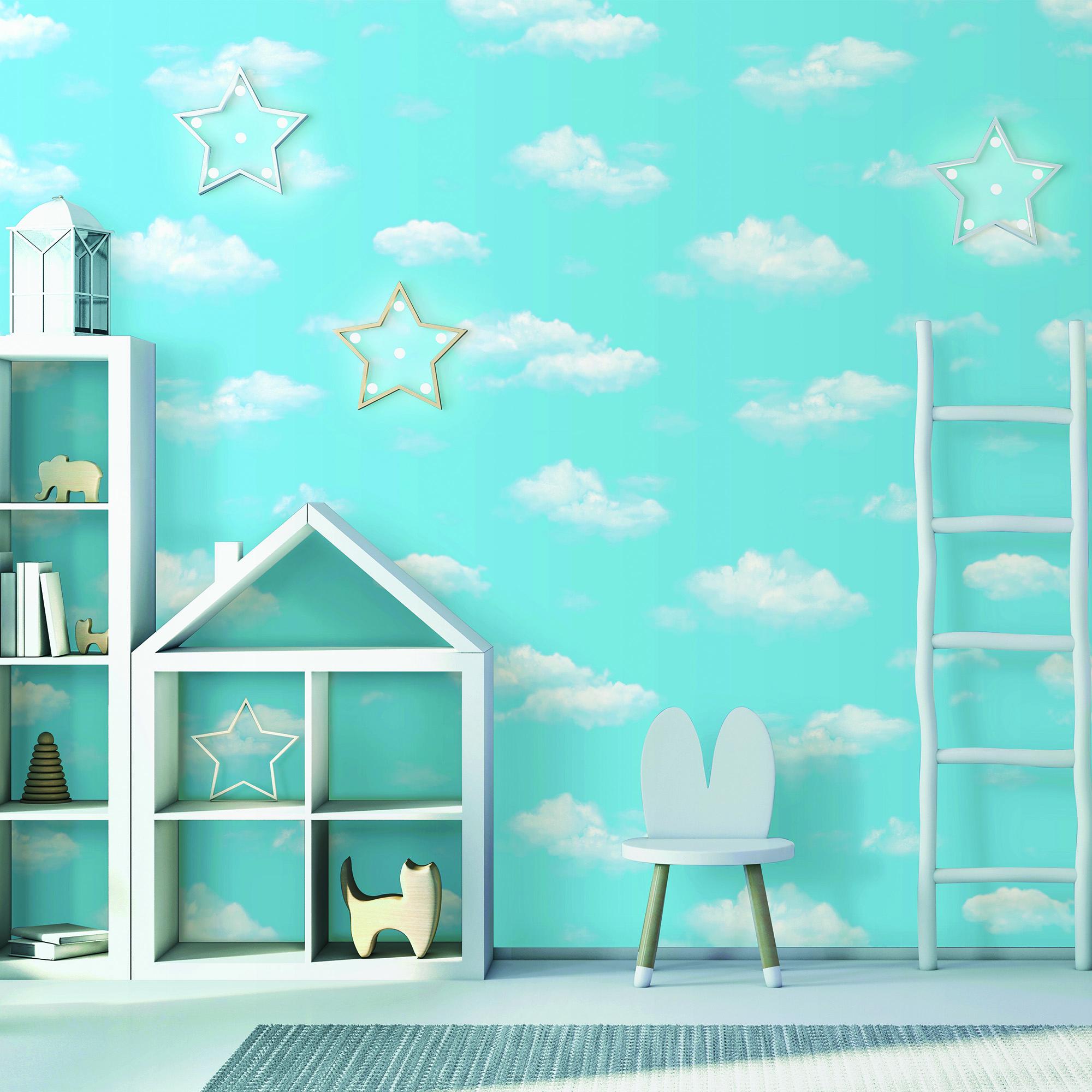 Обои виниловые AdaWall AdaKids 8904-1 Голубое небо с реалистичными облаками 1,06х10 м (13457668)