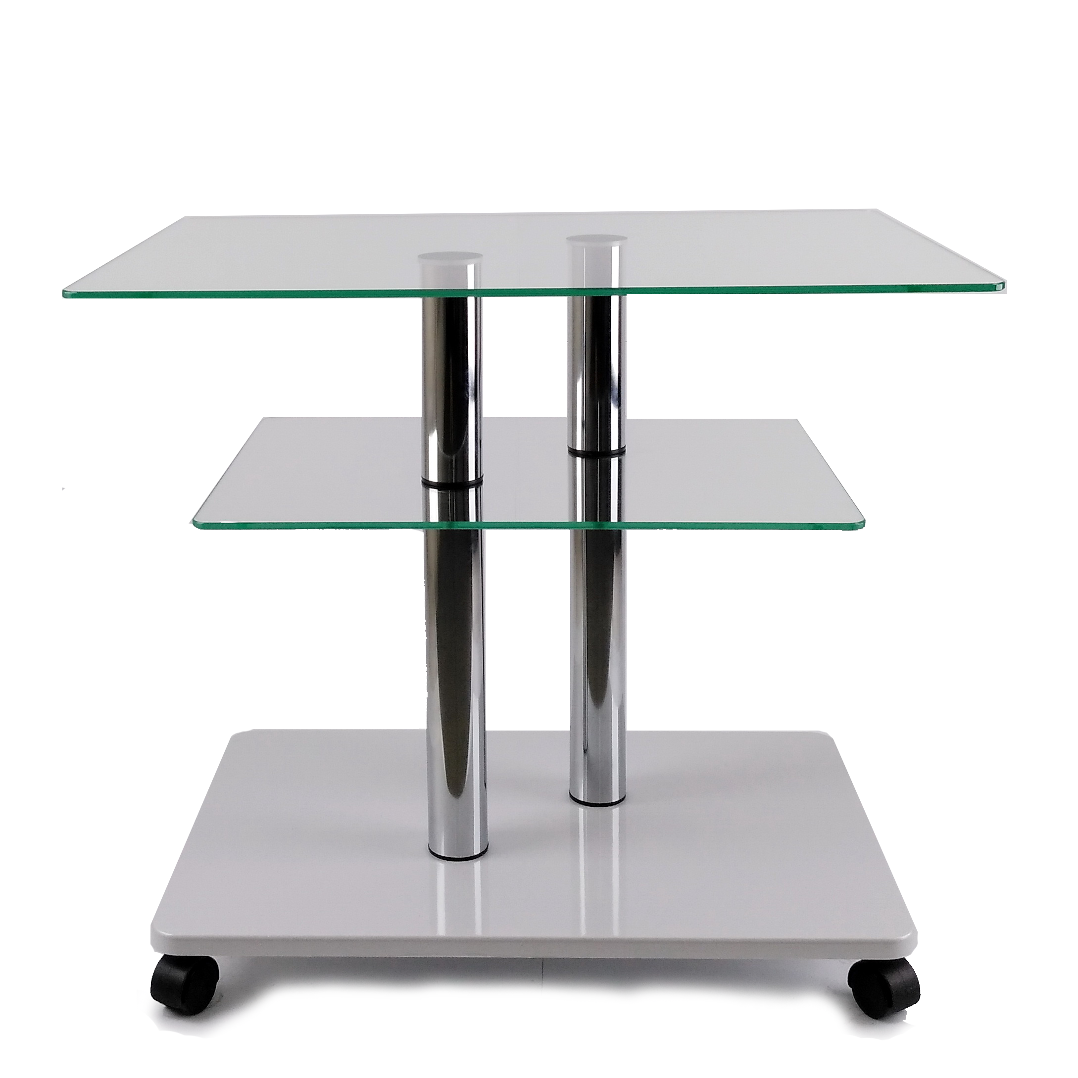 Стол журнальный стеклянный Commus Bravo Light P6 clear-white-2chr50 Белый (433870167)