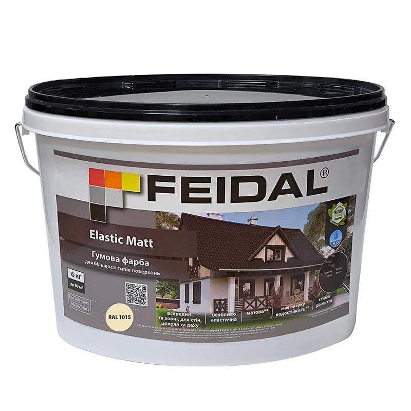 Краска резиновая Feidal Elastic Matt для идеального фасада и внутренних работ 6 кг RAL 1015 Бежевый Краска резиновая Feidal Elastic Matt для идеального фасада и внутренних работ 6 кг RAL 1015 Бежевый