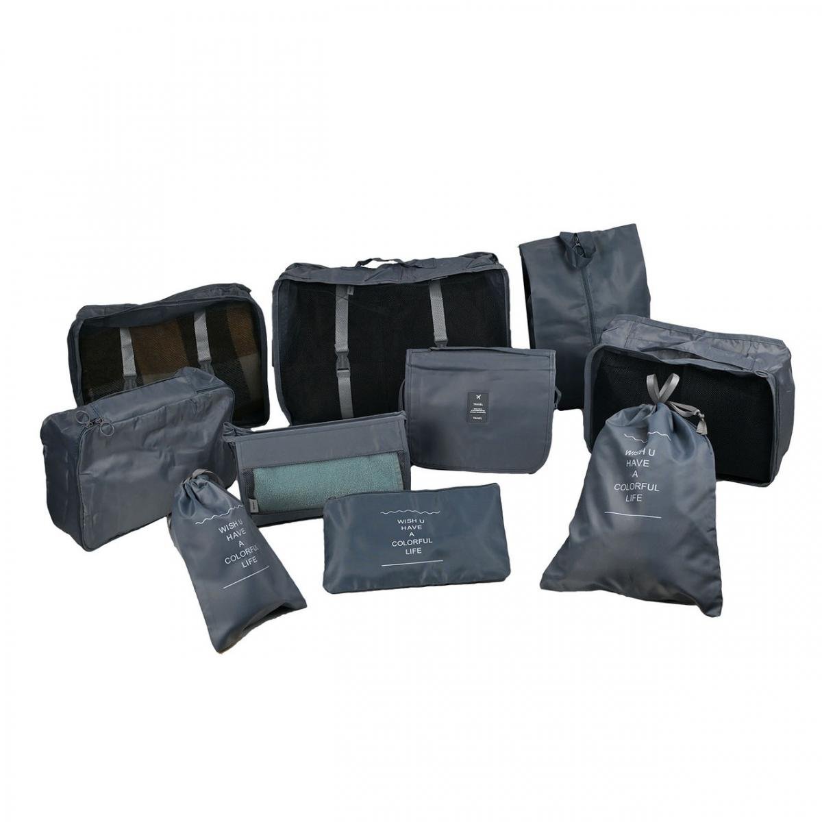 Набір органайзерів для подорожей 8в1 нейлон Сірий (КДО-40-51) - фото 2 Набір органайзерів для подорожей 8в1 нейлон Сірий (КДО-40-51) - фото 2
