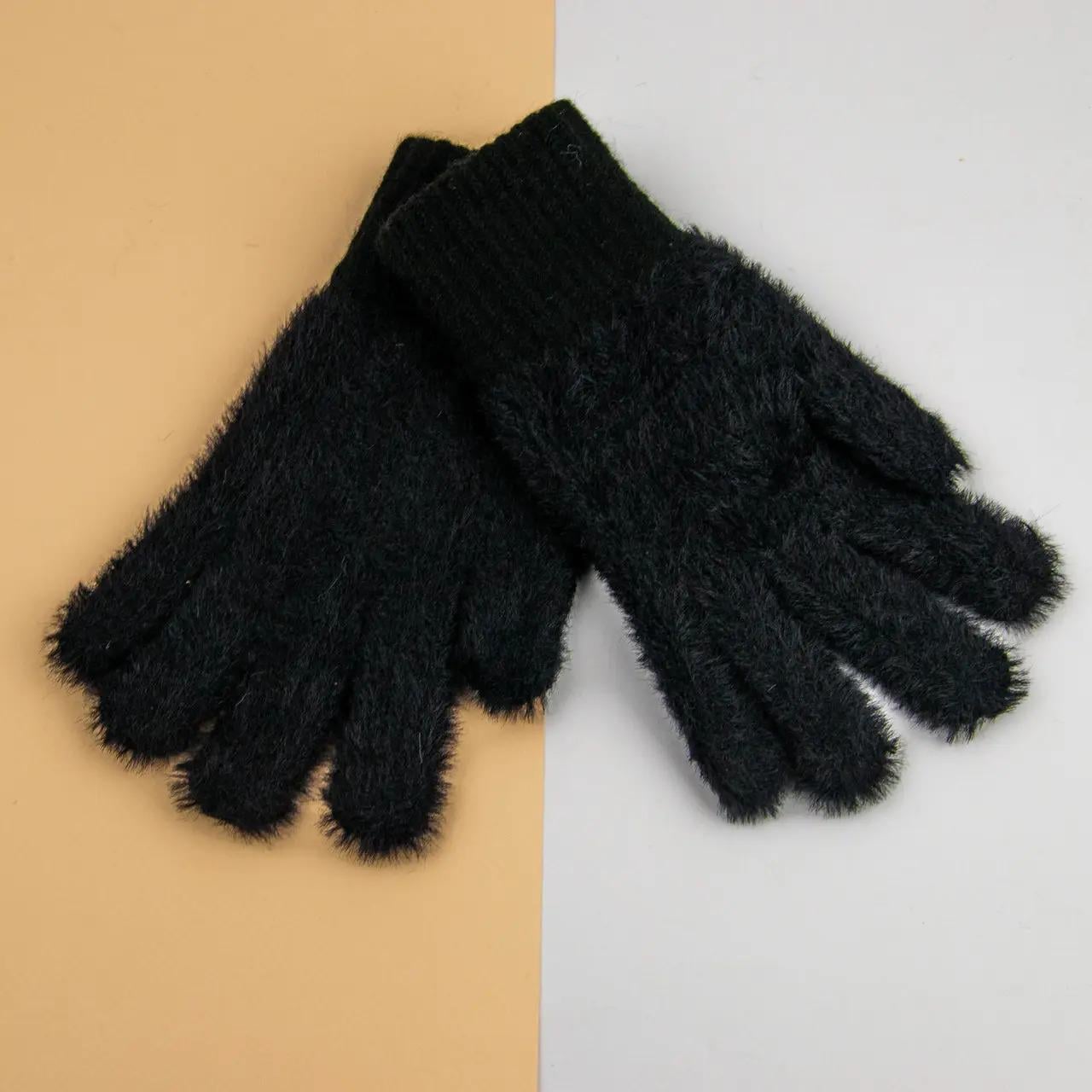Детские перчатки ангоровые размер 5 Черный (24-8-015)