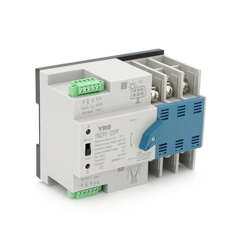 Автомат введення резерву АВР триполюсний YRQ2PC-125PV 400V/125A на DIN-рейку для інверторів