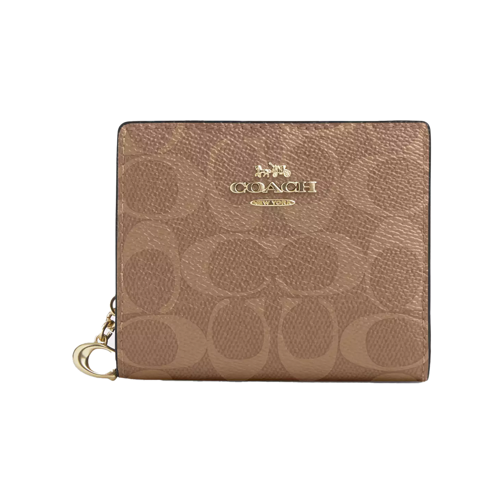 Кошелек женский Coach Snap Wallet In Signature Canvas Im/Tan/Brown (CH21)