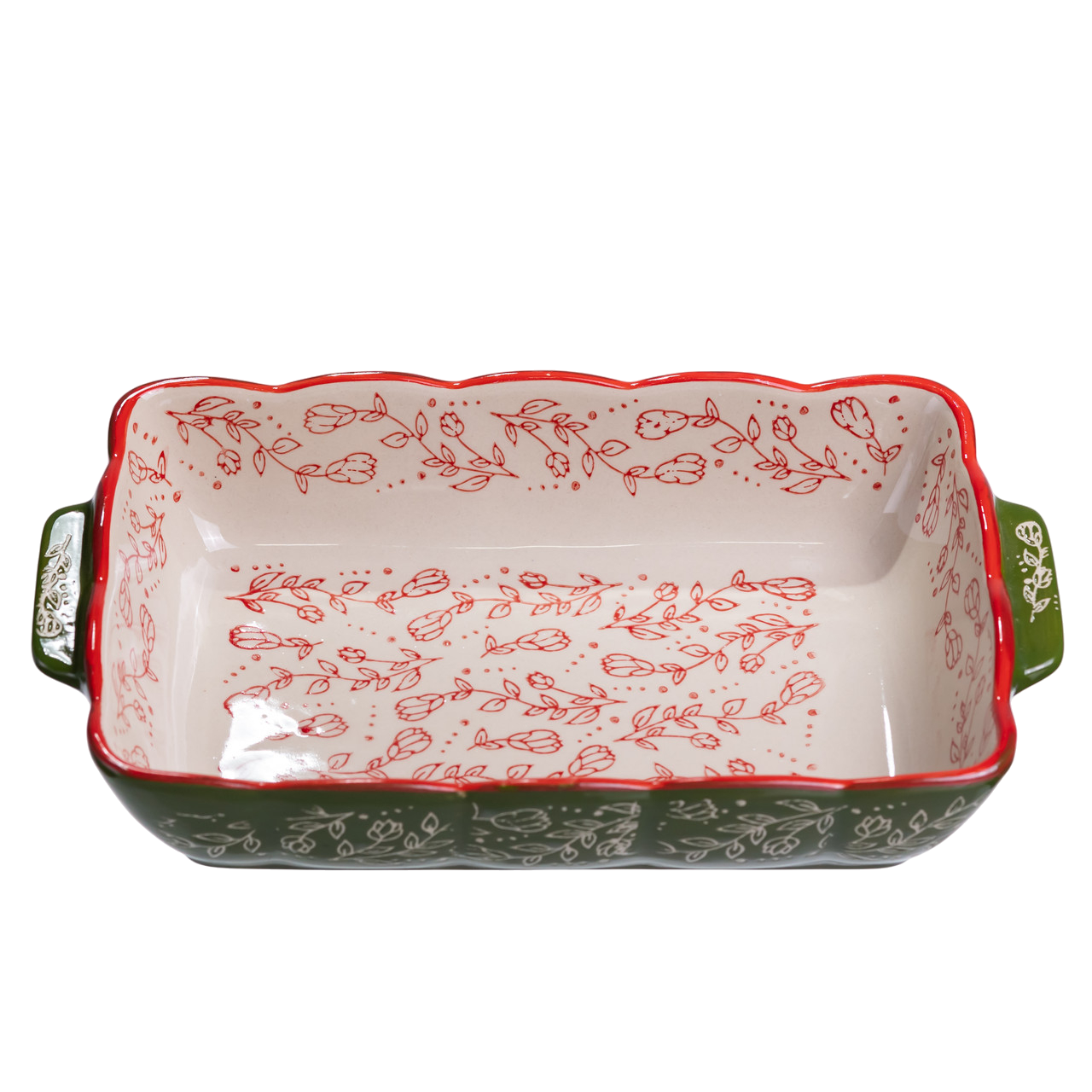 Форма порцелянова для запікання в духовці прямокутна Vintage з ручками 1,3 л 24,5х17х5 см Зелений (HM05-10) - фото 6