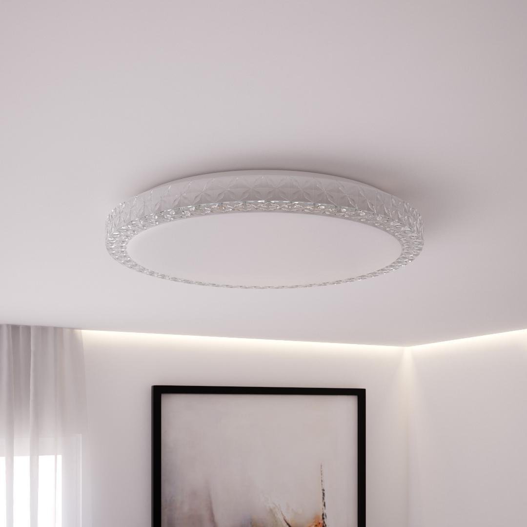 Потолочный светильник DIAMOND 80 Вт с RGB подсветкой и пультом круглый Белый (5265) - фото 5