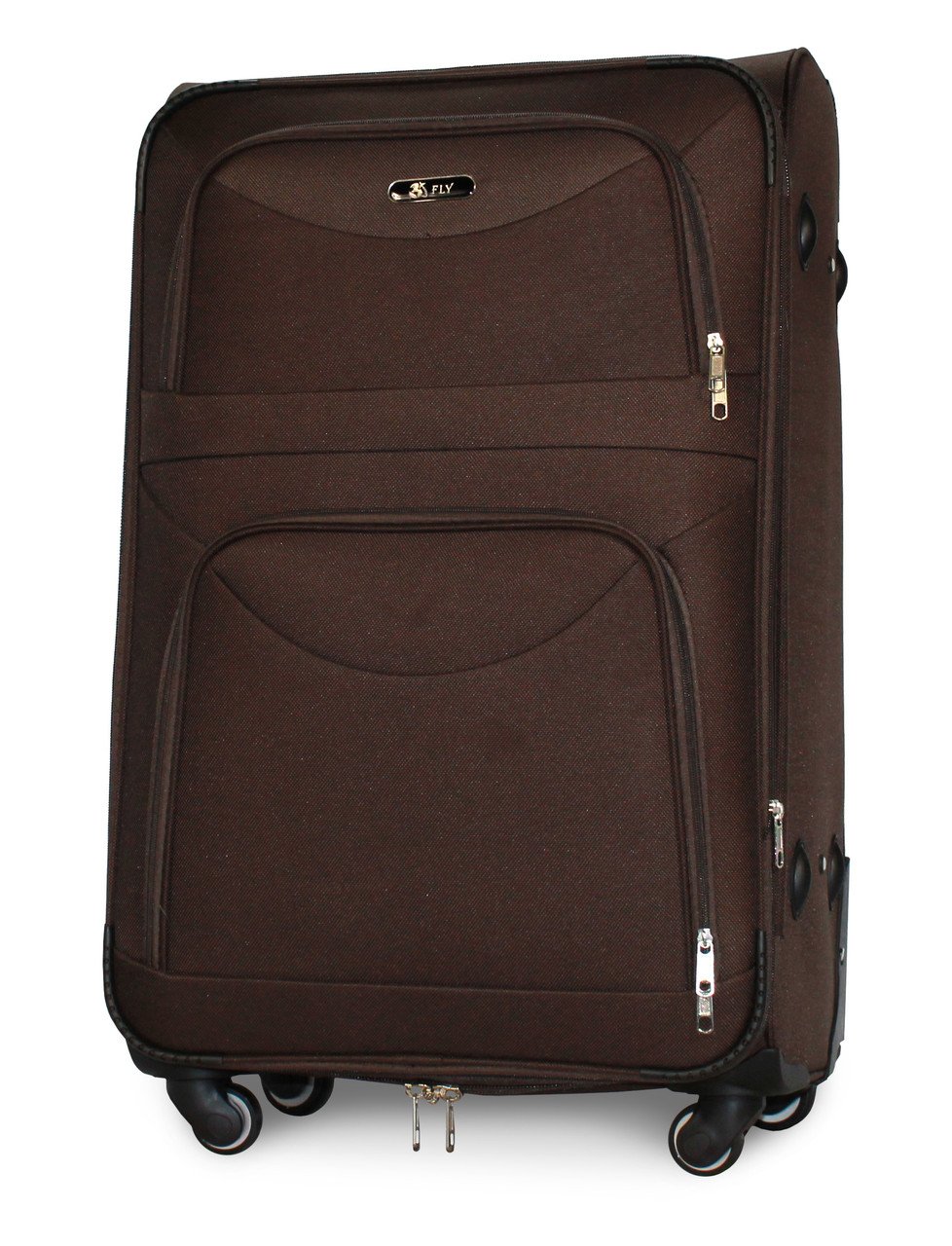 Валіза тканинна Fly 6802 велика на 4 колесах 74х48х30 см 90 л Кавовий