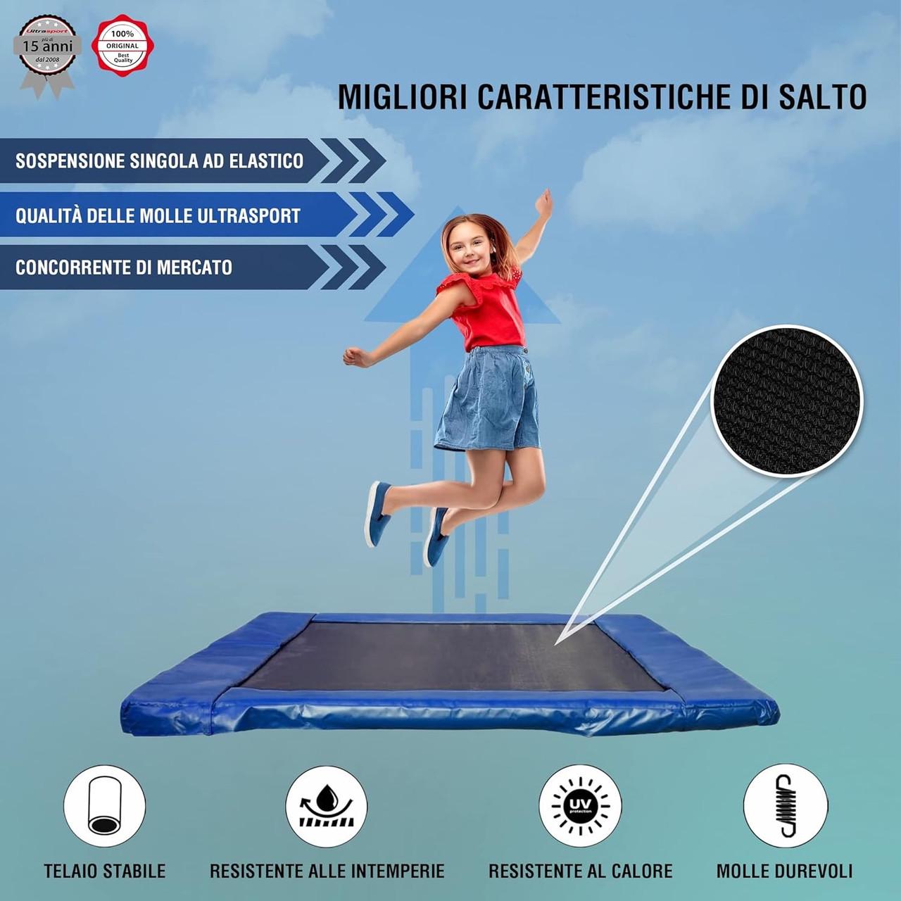 Батут прямокутний із внутрішньою сіткою WellActive 366х244 см (27001651) - фото 10