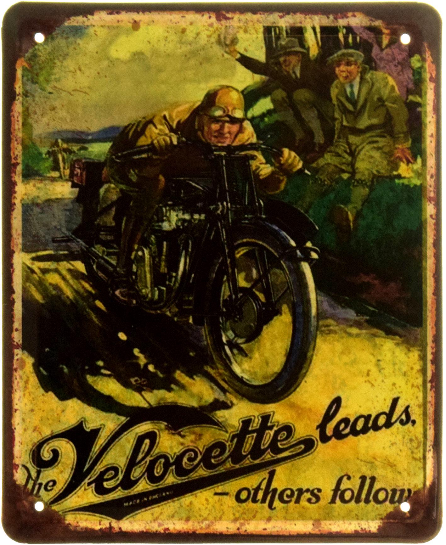 Табличка металева "Velocette Leads, Others Follow" 18x22 см (ms-103900)