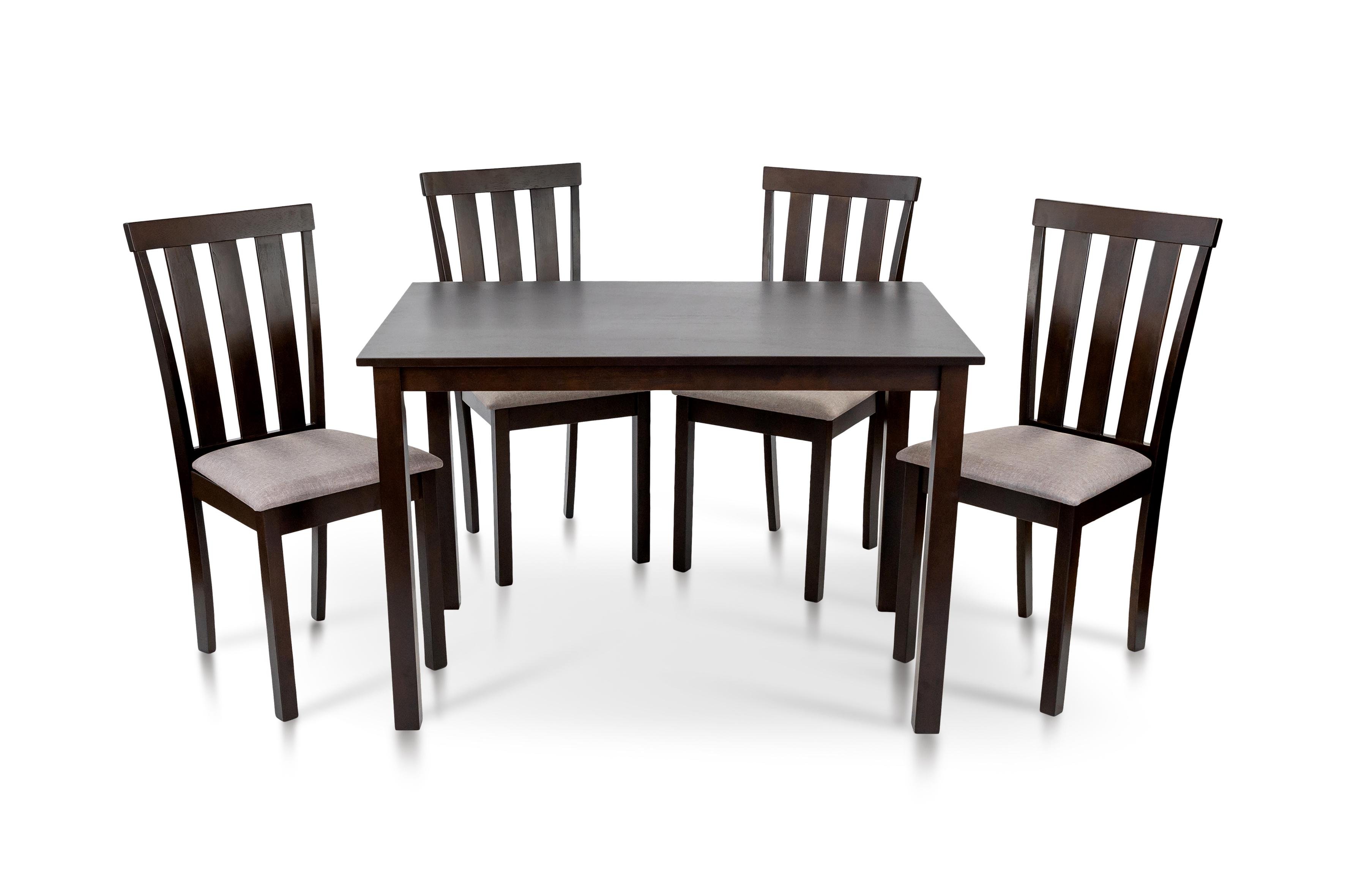 Комплект обеденный Мікс Меблі Юджин стол/4 стулья из МДФ/дерево/ткань Темный орех/Светло-коричневый (А0056113) - фото 4 Комплект обеденный Мікс Меблі Юджин стол/4 стулья из МДФ/дерево/ткань Темный орех/Светло-коричневый (А0056113) - фото 4