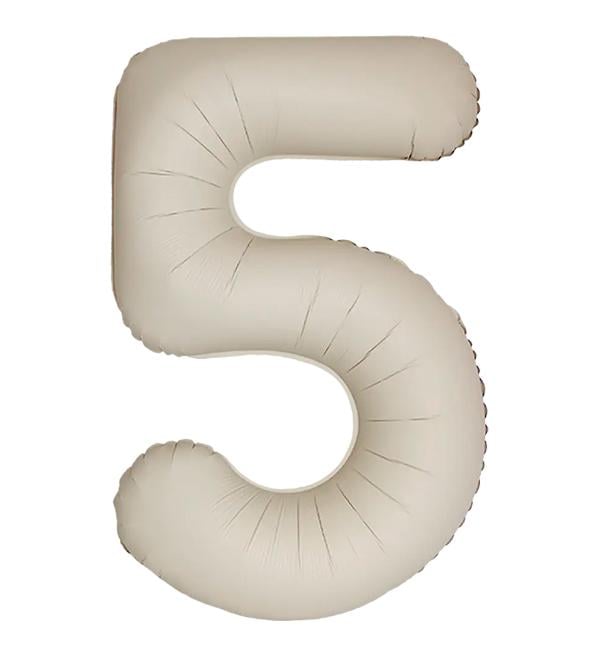 Воздушный шар Slim Flexmetal Цифра «5» 1 м Кремовый сатин (10538)