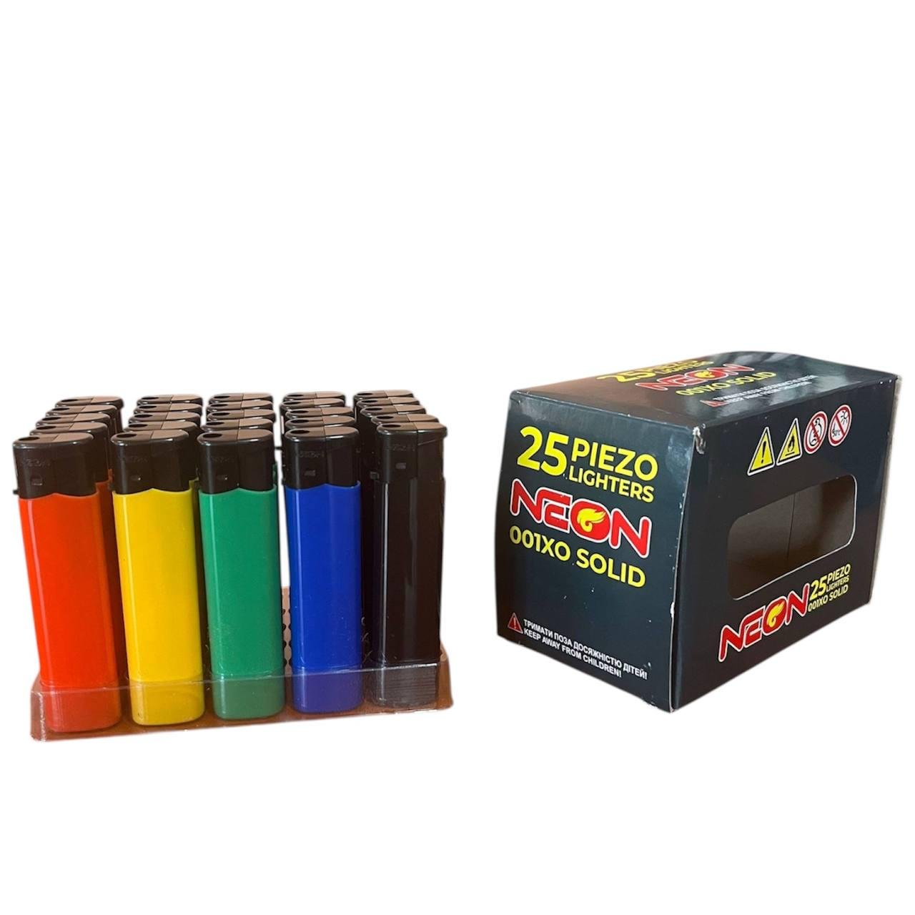 Запальничка одноразова NEON 001XO Solid п’єзо 25 шт. (00000006674)