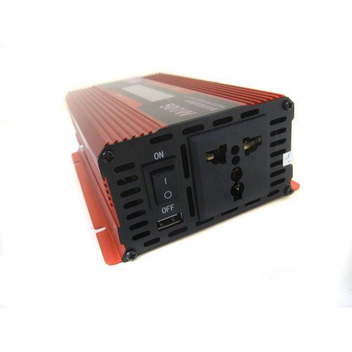 Перетворювач UKC авто інвертор 12V-220V 500W LCD KC-500D USB 5В червоний - фото 3