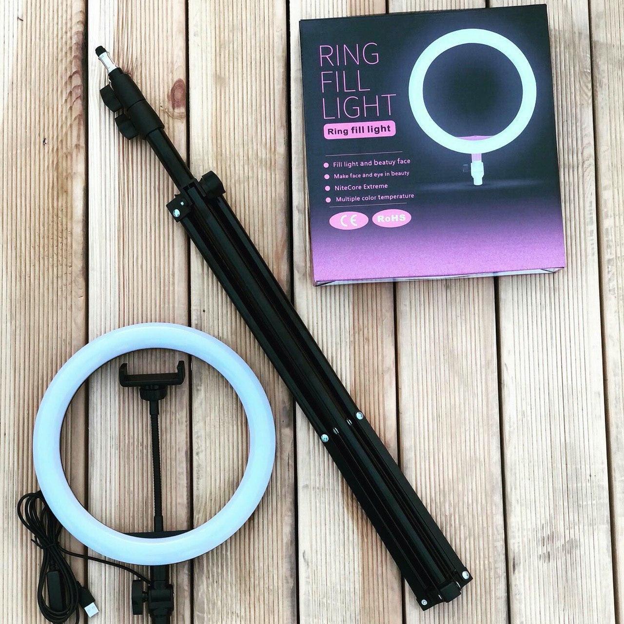 Лампа LED Ring 26 см с держателем для телефона и штативом 2,1 м (HQ 11-VP) - фото 3 Лампа LED Ring 26 см с держателем для телефона и штативом 2,1 м (HQ 11-VP) - фото 3