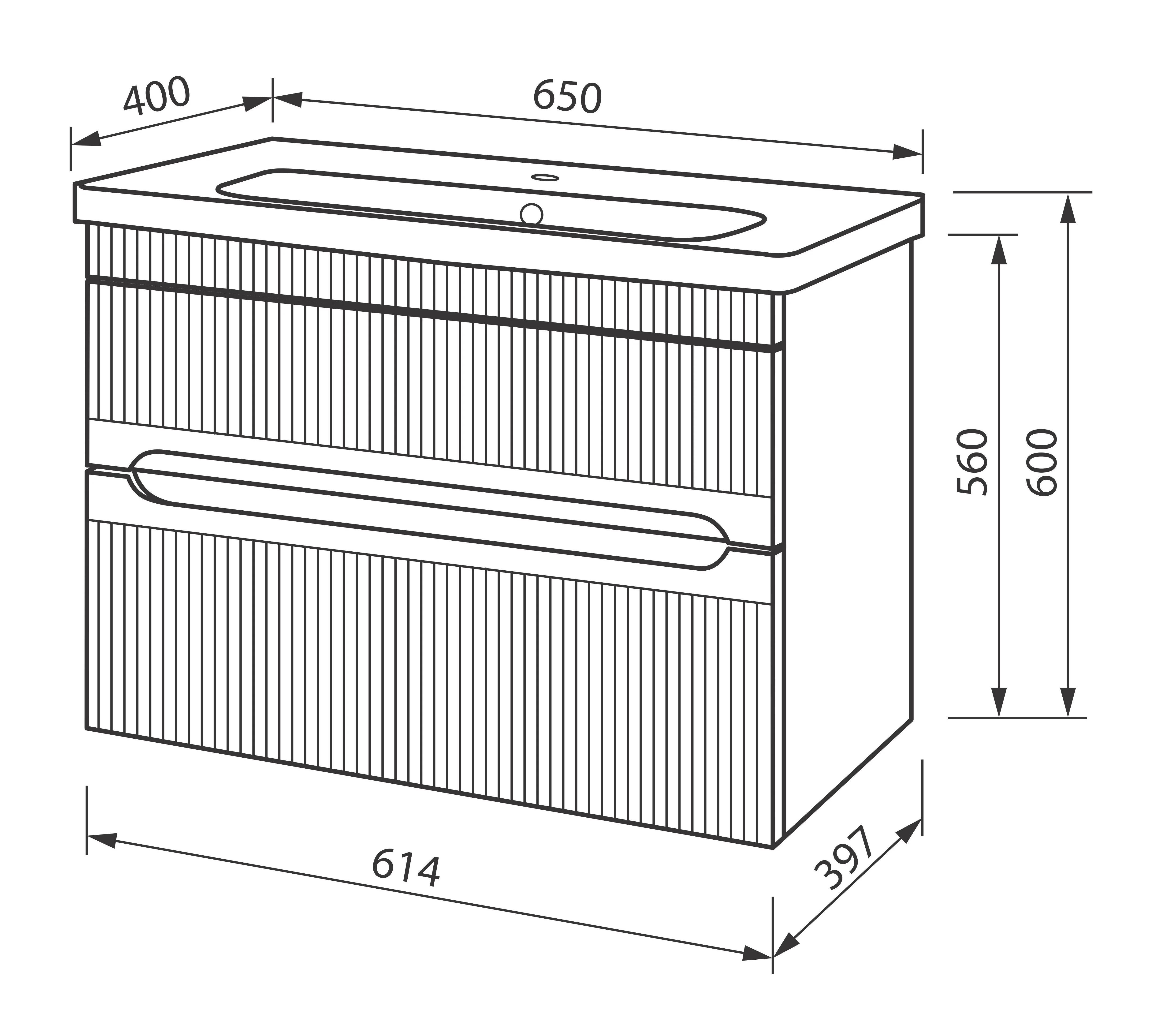 Тумба подвесная ЮВВІС Aria ТПБ-2 Д 65 см Мокко матовый/умывальник Fenova 65 см с 3 D эффектом - фото 3 Тумба подвесная ЮВВІС Aria ТПБ-2 Д 65 см Мокко матовый/умывальник Fenova 65 см с 3 D эффектом - фото 3