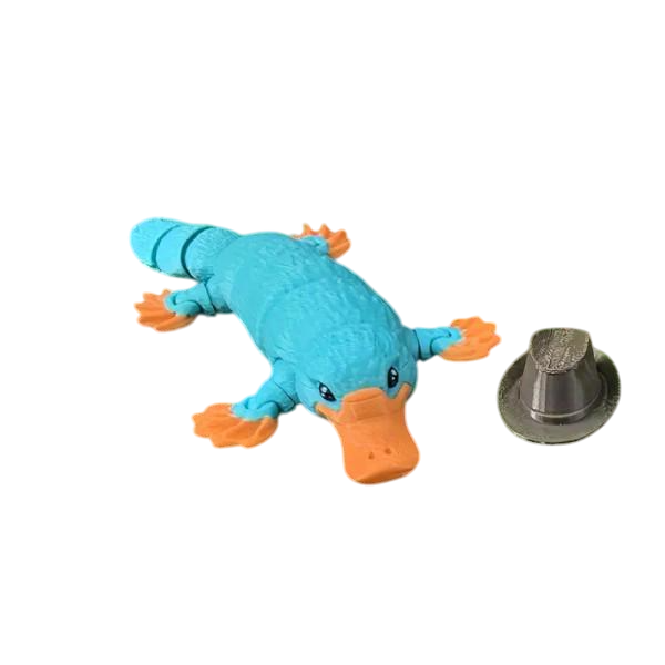 Игрушка антистресс 3D-печатный Утконос, подвижный, декоративная фигурка из PLA, 13.5 см, Голубой