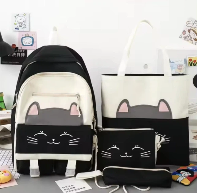 Рюкзак школьный для девочки Kitty 4в1 Черный