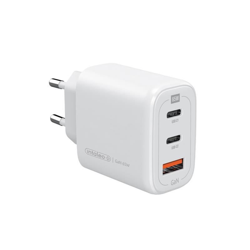 Зарядное устройство сетевое Intaleo TCG65GAN 2xUSB-C/USB-A GaN 65 Вт White (1283126559525)