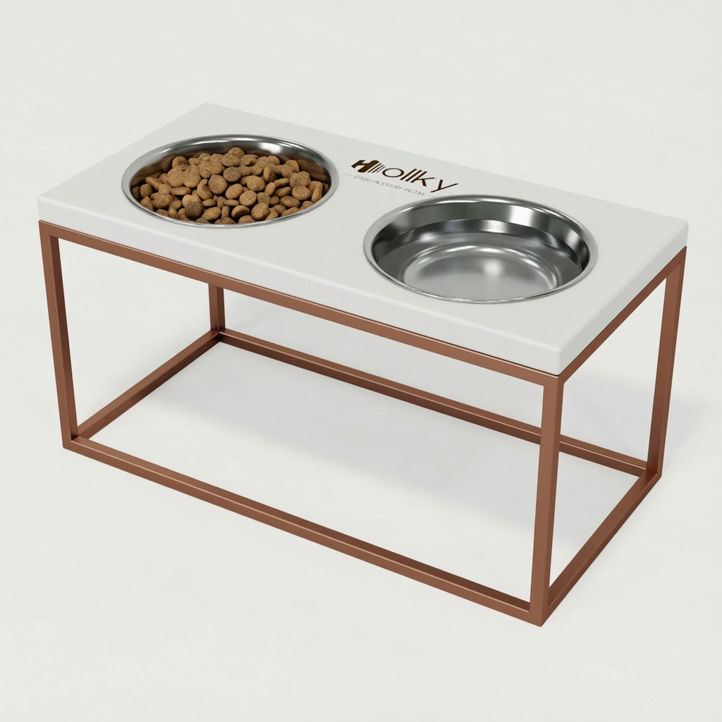 Миски на подставке для средних и больших собак Hollky Base L 2х0,95 л (BL-422120-GLWH) - фото 1