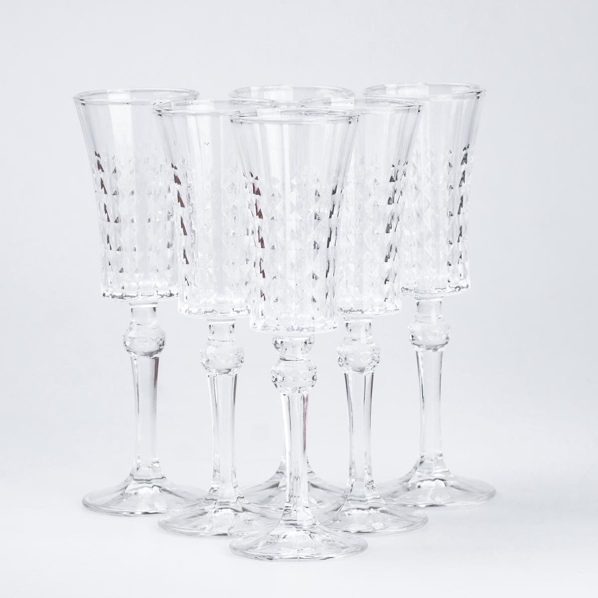 Набор бокалов для шампанского под хрусталь 6 шт. Прозрачный (HP4156)