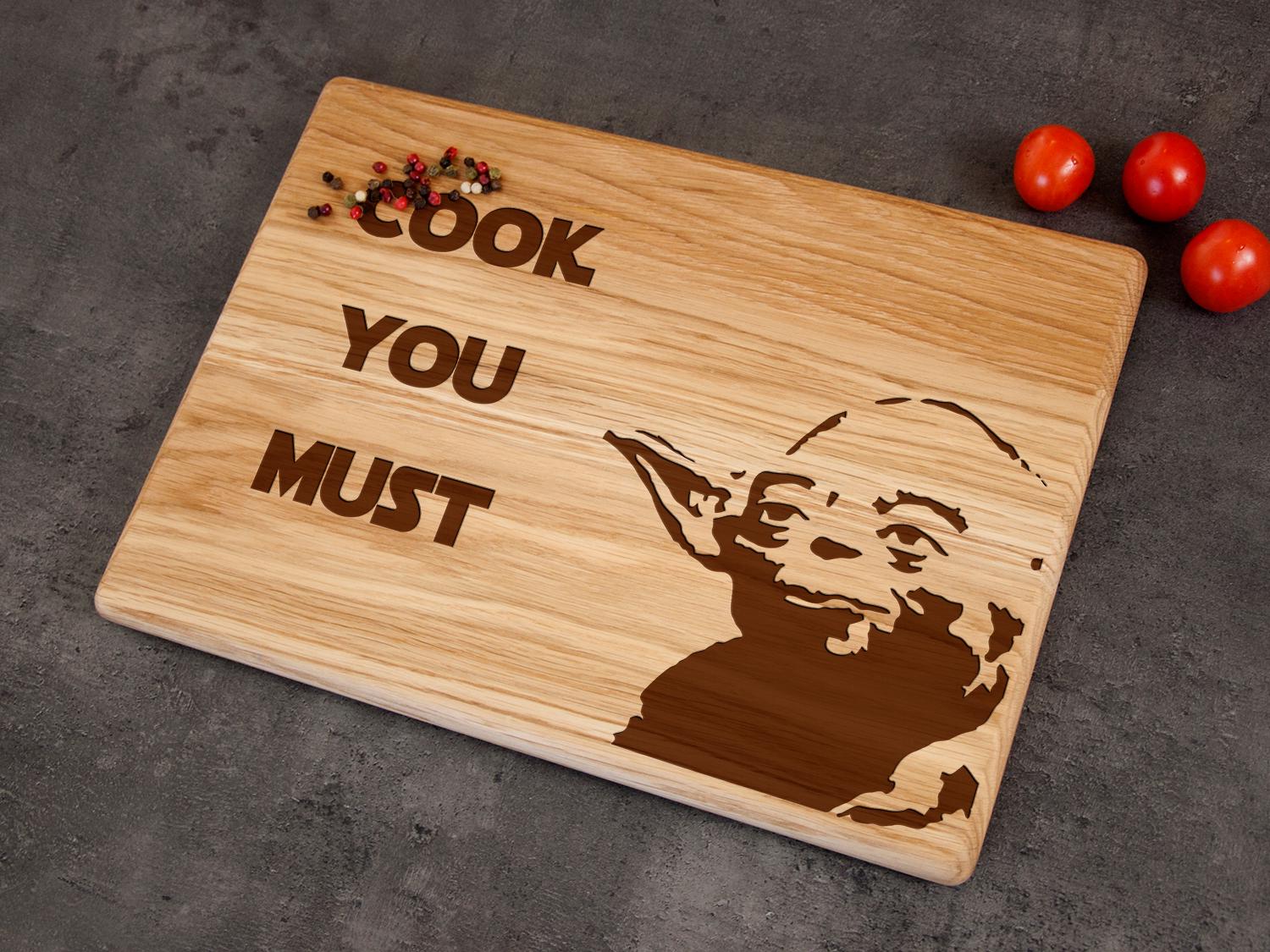 Дубовая разделочная доска WoodPresentStudio “Cook you must” 25х40 см