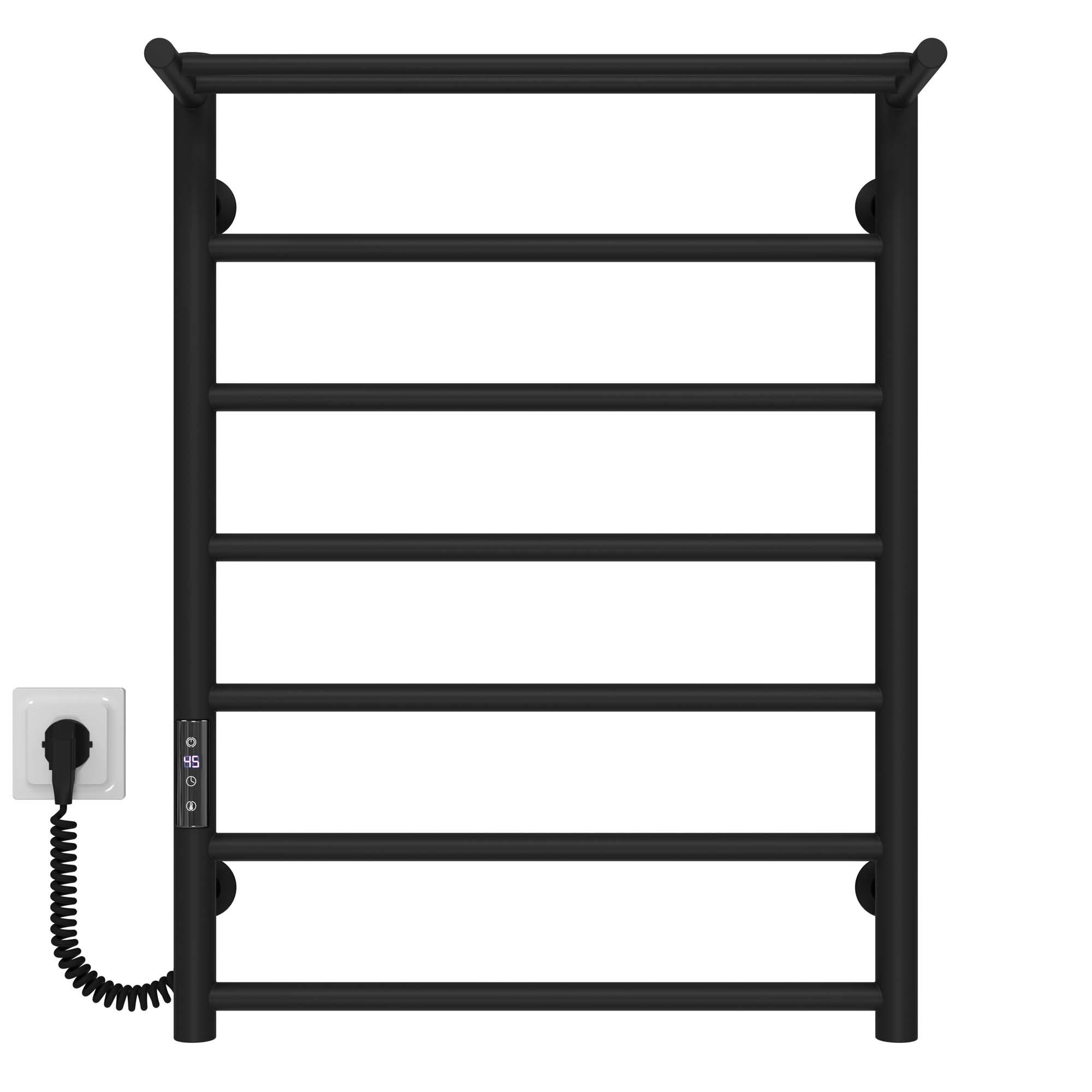 Полотенцесушитель электрический Deffi Терма П7 JD03 левое подключение нержавеющая сталь 500х700 мм Черный (C.TE.70.50.7.EBL1)