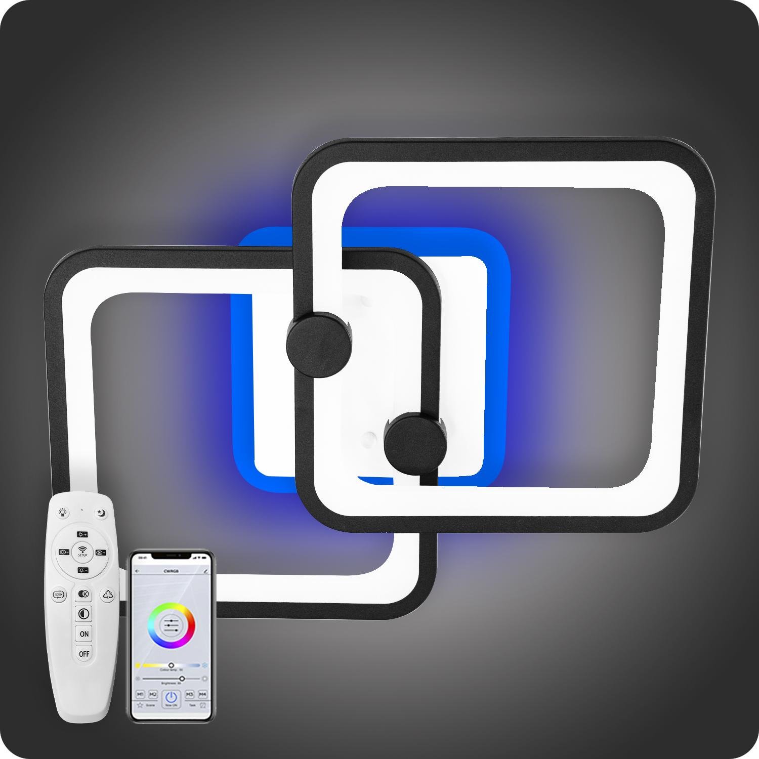 Люстра світлодіодна 517 Dlight 3color з пультом 55 Вт Чорний (02058) - фото 3 Люстра світлодіодна 517 Dlight 3color з пультом 55 Вт Чорний (02058) - фото 3