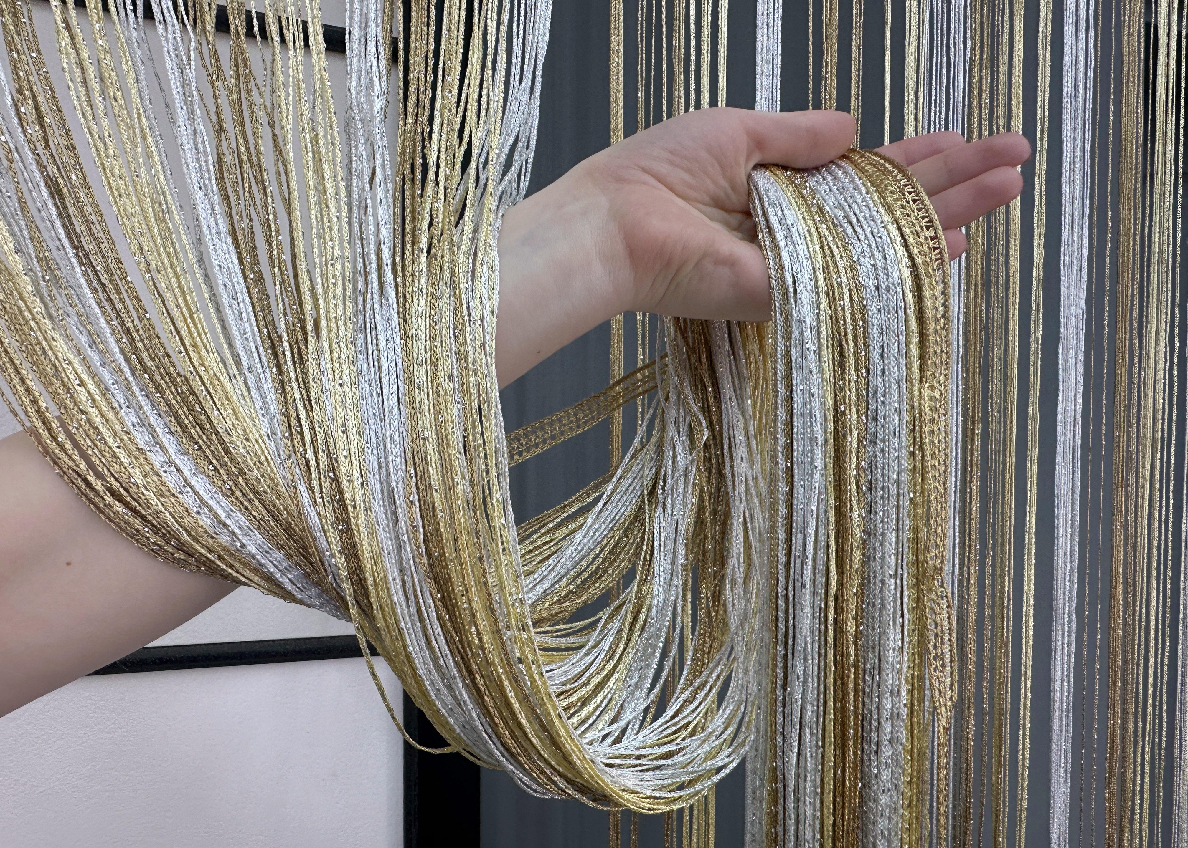 Шторы-нити с люрексом 300х300 см Бежевый/Молочный/Белый (61-100) - фото 6