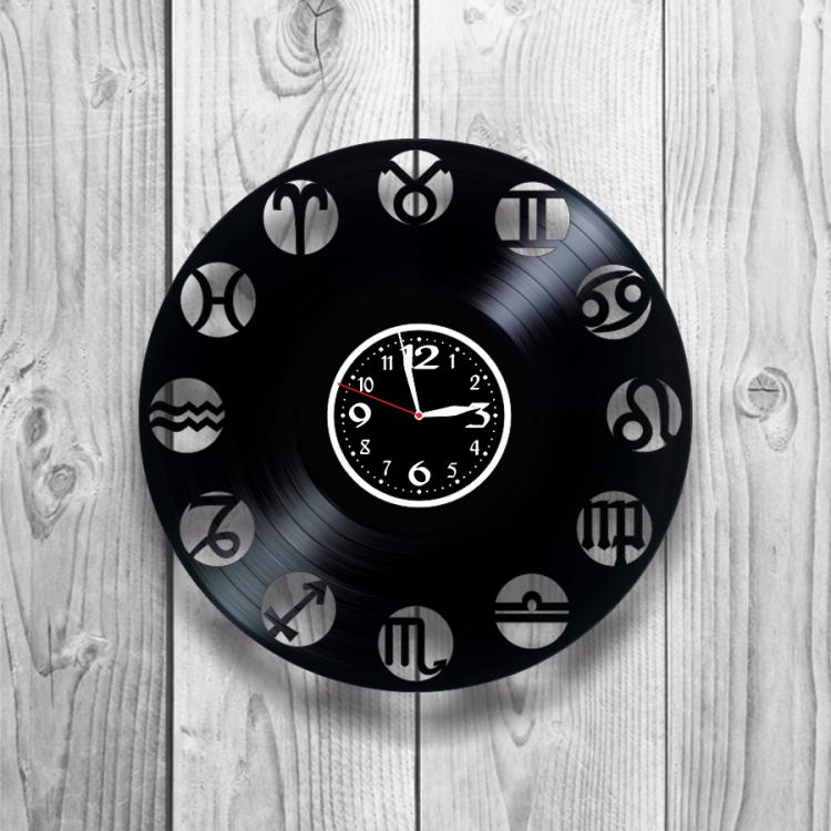 Часы настенные Знаки зодиака 0236 из виниловой пластинки