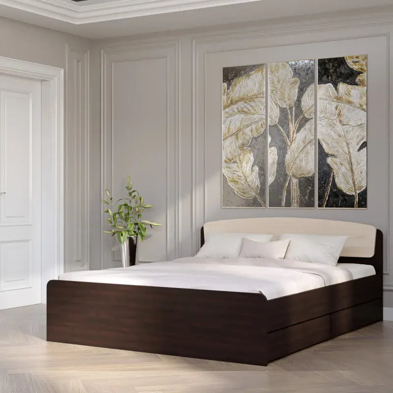 Кровать двуспальная Астория 2 ящика 160х200 см Венге темный/Дуб молочный (26755392) - фото 2 Кровать двуспальная Астория 2 ящика 160х200 см Венге темный/Дуб молочный (26755392) - фото 2