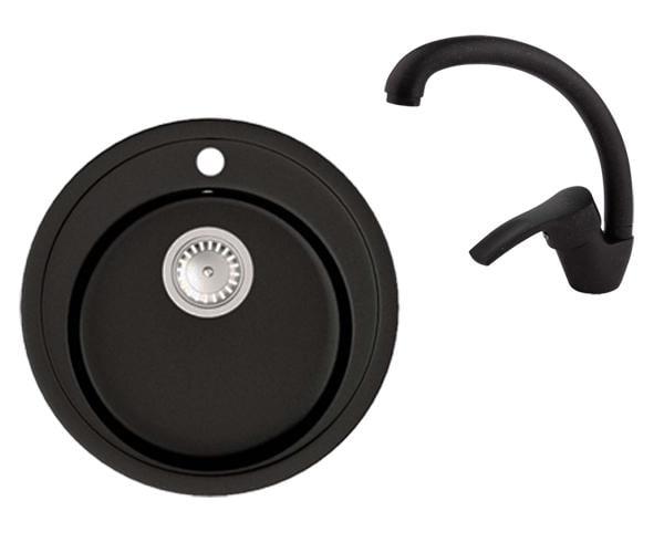 Набор мойка для кухни Smart House Fano гранитная + смеситель Lever Black