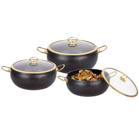Набір каструль 6 пр. Edenberg EB-12922 Чорний Набір каструль 6 пр. Edenberg EB-12922 Чорний