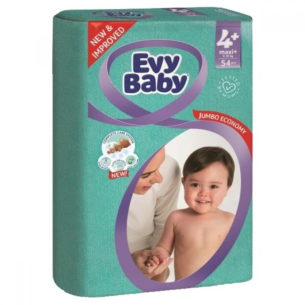 Підгузки дитячі Evy Baby Maxi Jumbo р. 4+ 9-20 кг 54 шт.